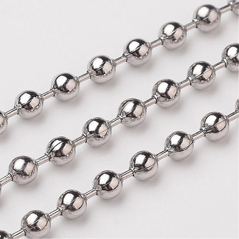 Stainless Steel Ball Link Chain 3.2 mm Ball Diameter - Pack of 10 Metres