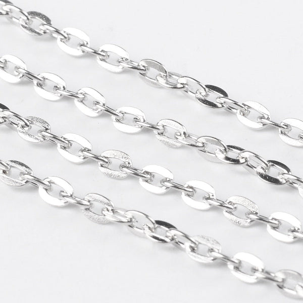 Iron Cross Link Chain Silver 3 x 2 x 0.5 mm - 100 M Roll