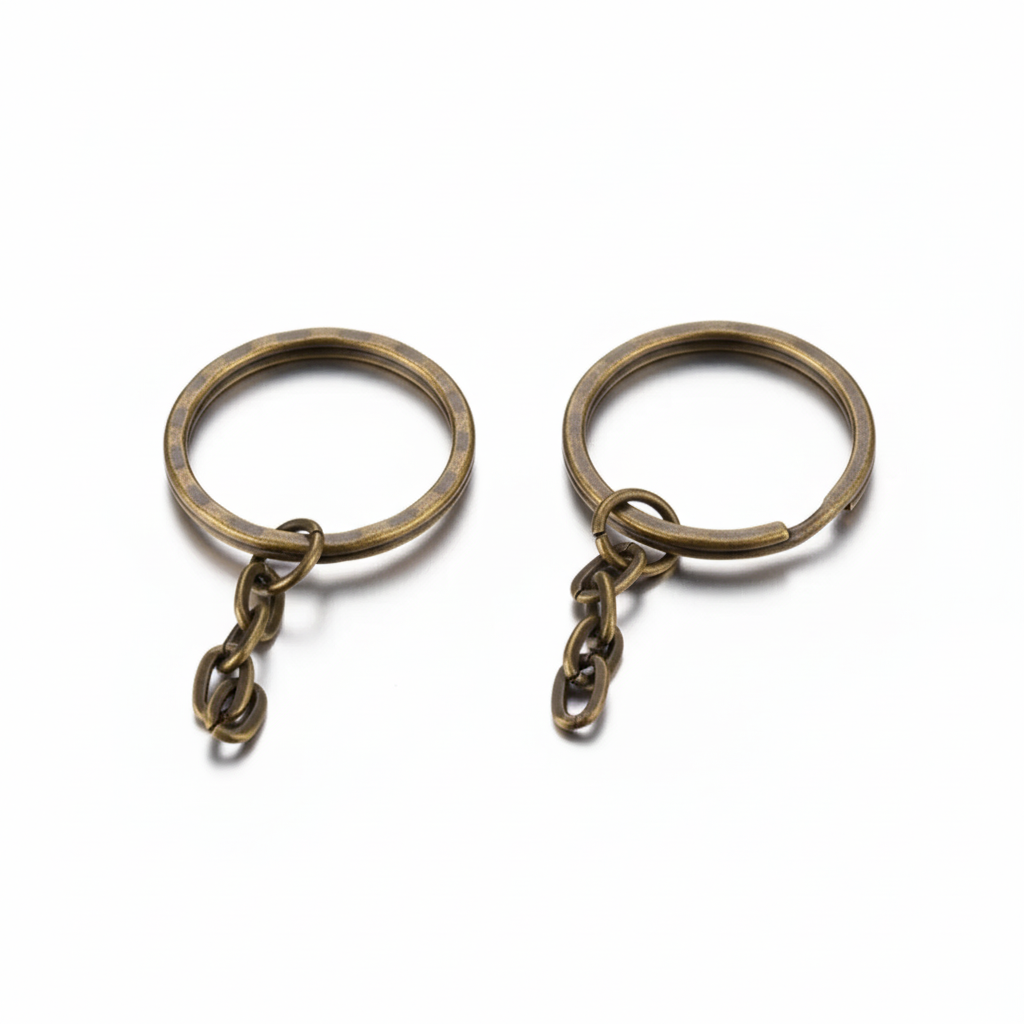 Rippled Split Ring with Chain