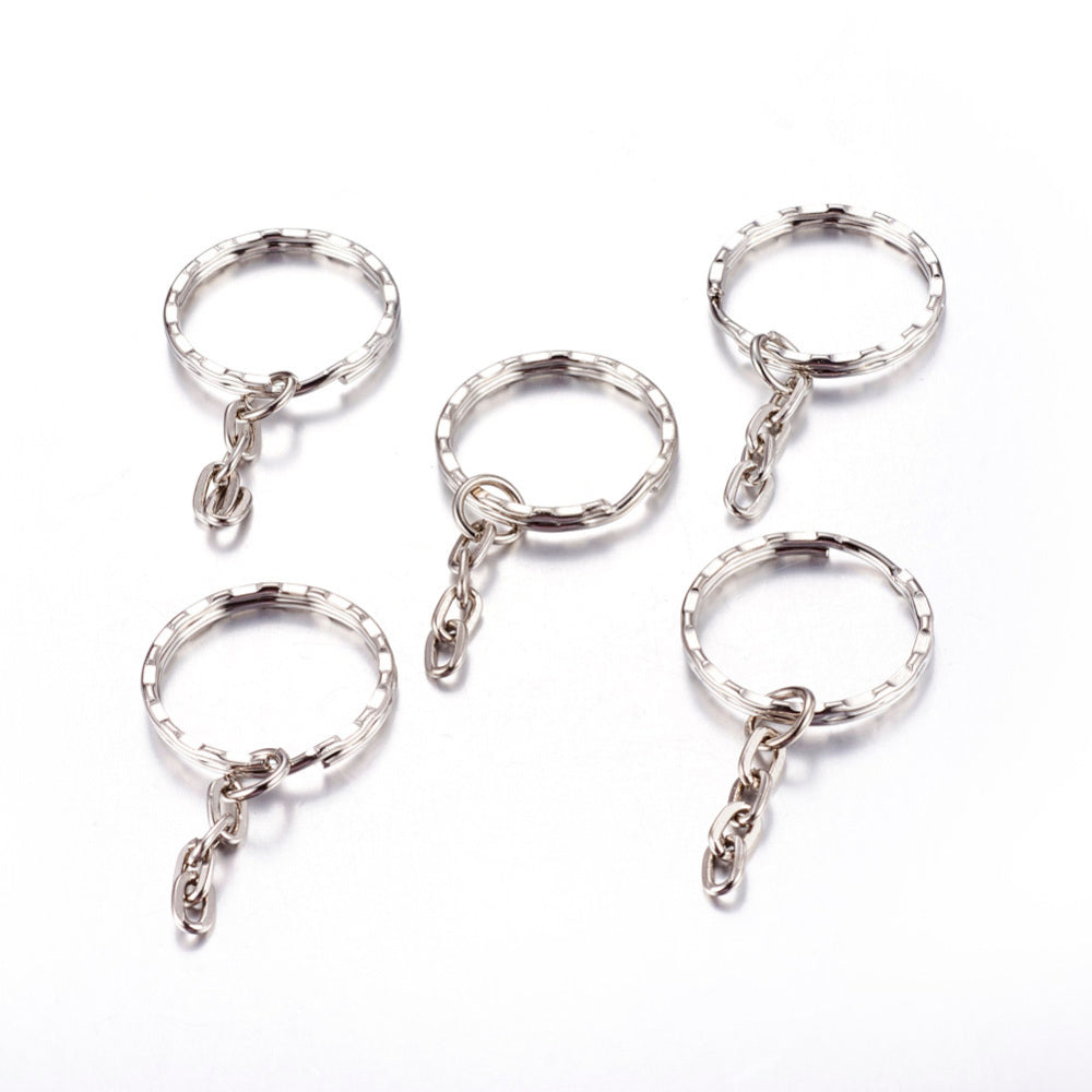 Rippled Split Ring with Chain