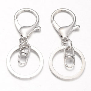 Large Swivel Lobster Clasp Key Ring - Pack of 10 - Silver or Rose Gold - FindPak