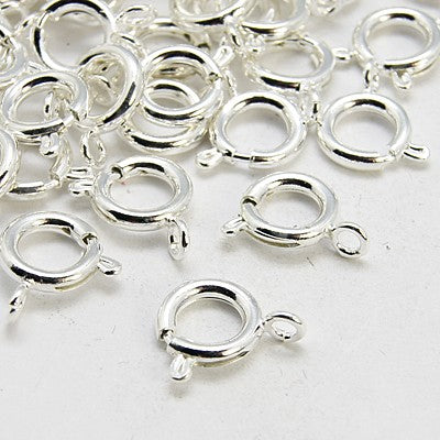Silver Plated Spring Ring Clasps 9 mm - Pack of 200 - FindPak