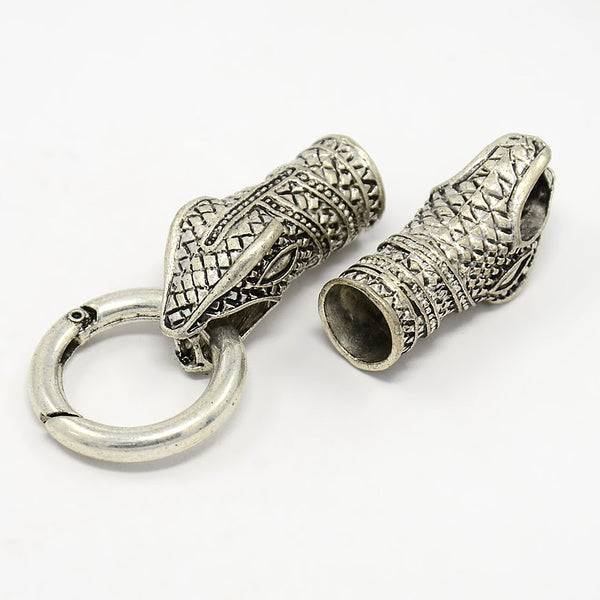 Snake Head Cord Clasp Antique Silver
