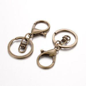 Large Swivel Lobster Clasp Key Ring Antique Bronze