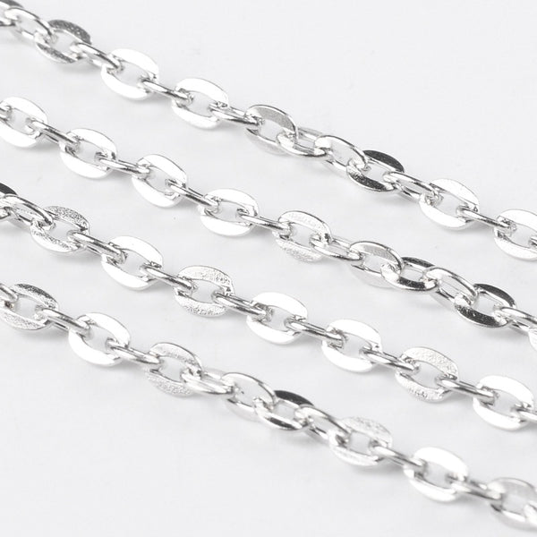 Iron Cross Link Chain Silver 4 x 2.7 x 0.7 mm - 100 M Roll