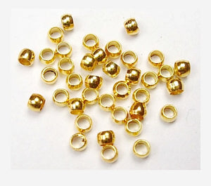 Golden Tone Brass Crimp Beads 2 mm