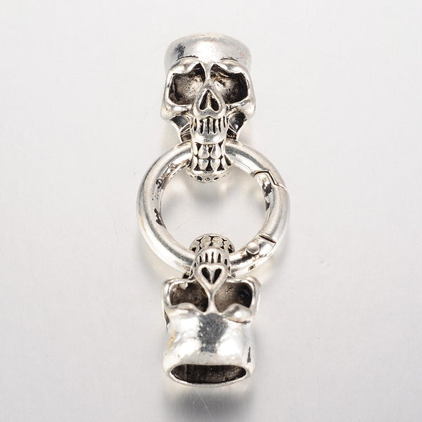 Skull Cord Clasp Antique Silver - Pack of 10 - FindPak