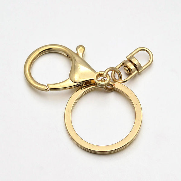 Large Swivel Lobster Clasp Key Ring Light Gold
